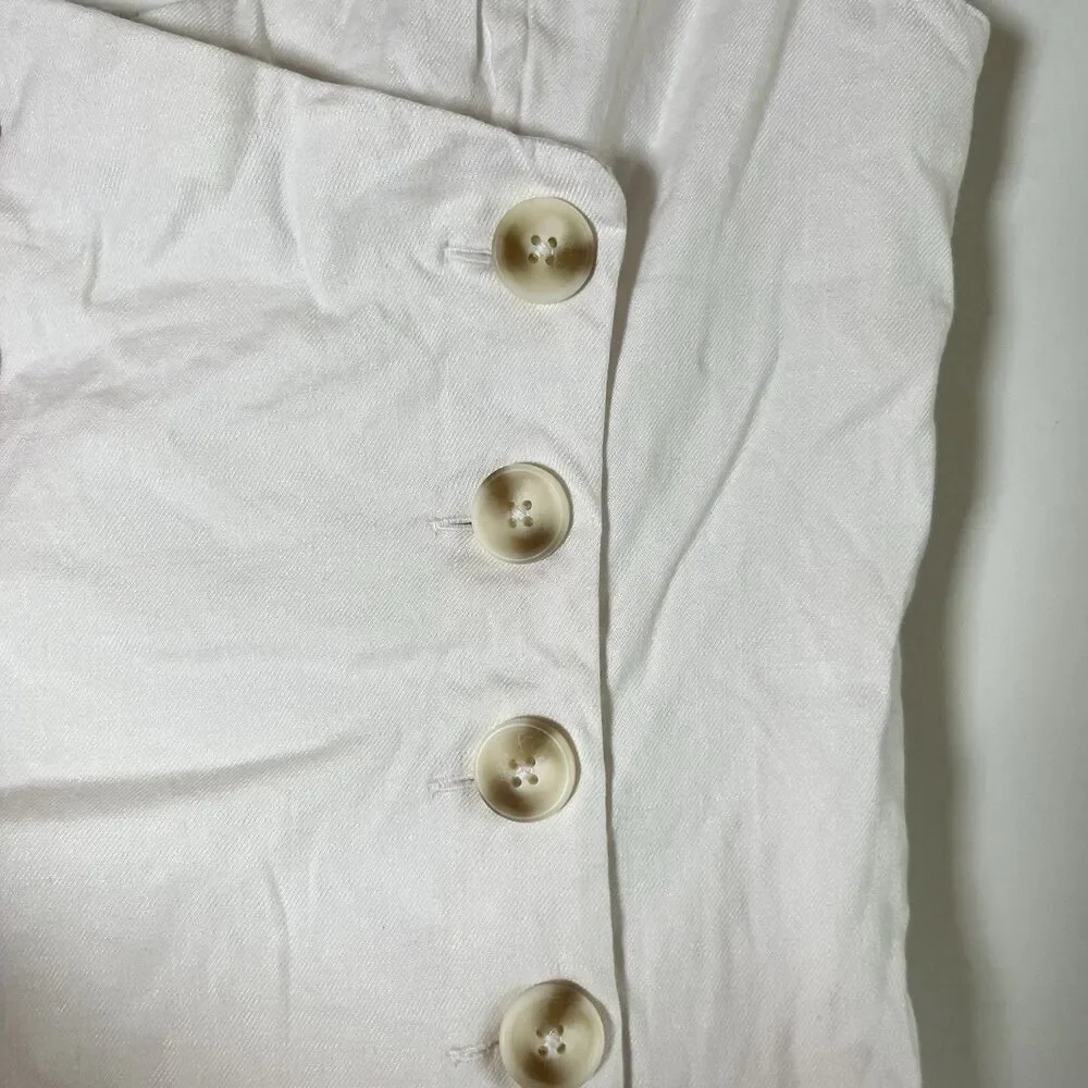 Anthropologie sleeveless square neck linen button wrap midi dress size XL - Picture 6 of 13